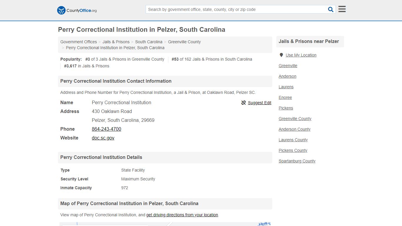Perry Correctional Institution - Pelzer, SC (Address and Phone)