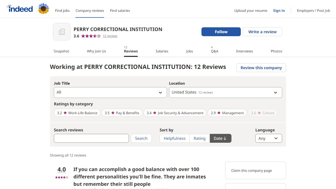 Working at PERRY CORRECTIONAL INSTITUTION: 12 Reviews - Indeed